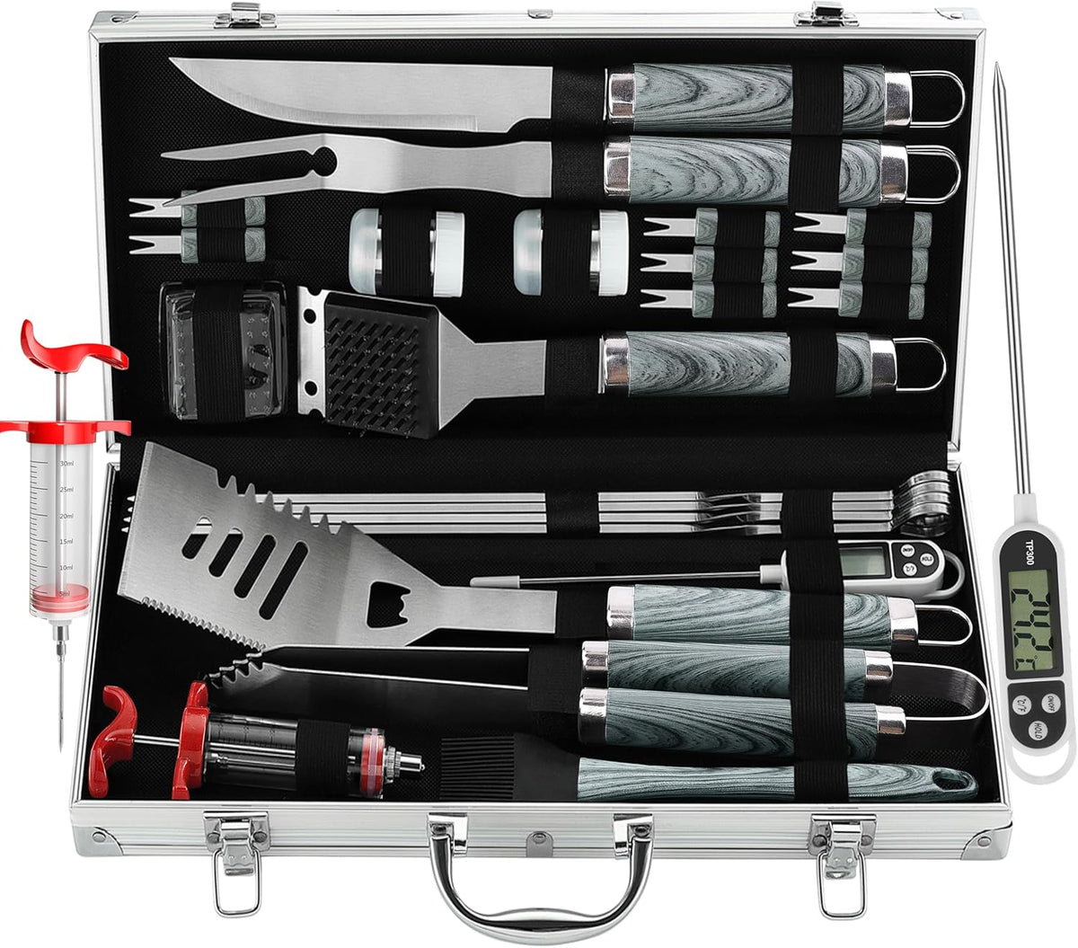 grilljoy 24pcs bbq grill tools set with meat, main product view