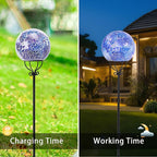 VCUTEKA Solar Outdoor Lights Garden Decor Mosaic Solar Garden Lights Waterproof Glass Ball LED Pathway Stake Light for Landscape Lawn Patio Yard Decoration 6 inch, Blue