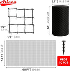 Heavy Duty Bird Netting for Garden Protection & Fruit Trees, 7.5x65 Ft with 10 Stakes – Black Anti-Bird Net for Poultry, Deer, & Squirrel Protection, Durable Nylon Mesh for Garden and Yard Use