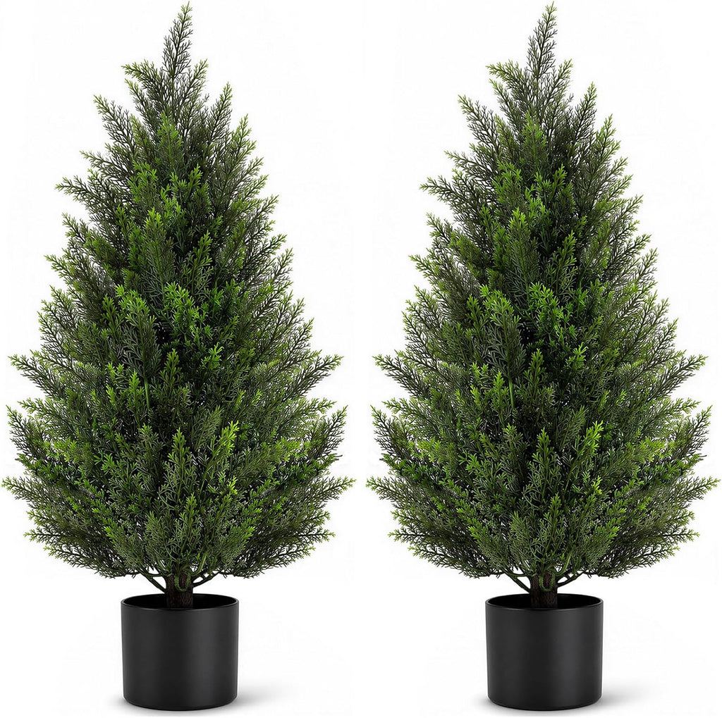 vivatrees 3ft artificial topiary cedar trees, uv-resistant faux, main product view