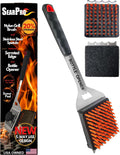 5-in-1 Grill Brush Combo by SearPro BBQ Cleaner Scraper Barbecue Tool Accessories Kit Heat Resistant Nylon Bristle Spatula Outdoor Smoker Black Stone Grate Cast Iron Spatula Non-Wire Brush (5 in 1)