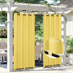 Easy-Going Linen Look Outdoor Curtains Waterproof Windproof Porch Curtains, Soft Thicken Outdoor Privacy Curtains for Patio, Gazebo, Grommet Top and Tab Bottom Drape, 1 Panel, 54x96 inch, Yellow