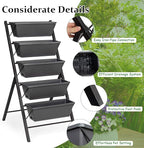 Giantex Set of 2 Vertical Raised Garden Bed, Elevated Planter Raised Beds with Water Drainage, Freestanding 5 Container Boxes for Vegetables and Flowers Growing, Outdoor Indoor Patio Balcony
