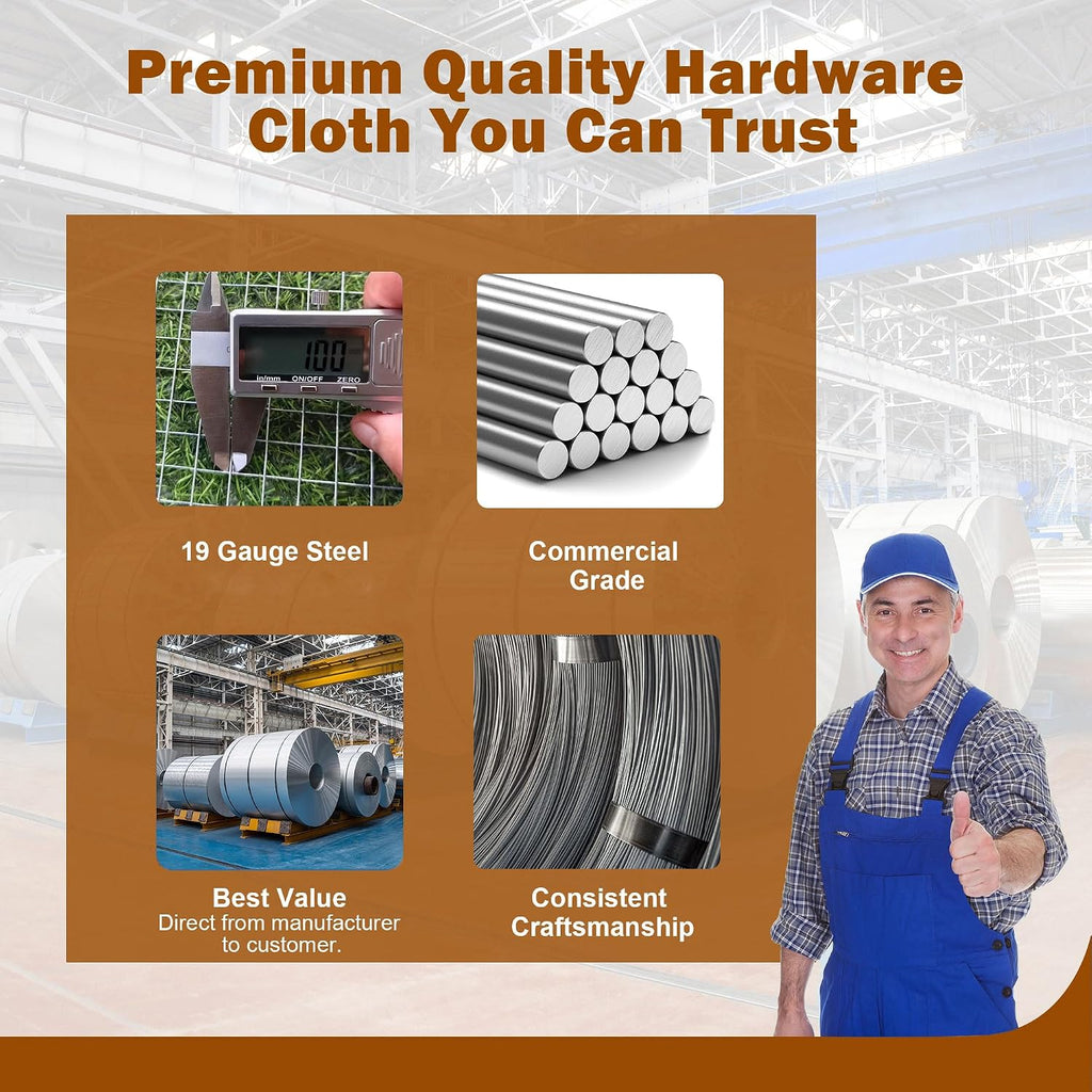 Hardware Cloth 1/2in 48in x100ft Hot Dip Galvanized Rust Resistant Welded Wire Mesh,Chicken Wire Fence Garden Plants Fencing,Chicken Coop Rabbit Poultry Critters Metal Cage Roll