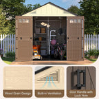 8x10 ft outdoor storage shed with floor, large showing dimensions