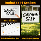 36 inch plastic blank yard signs with stakes on a desk or shelf