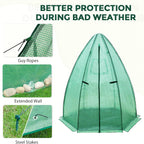 eagle peak portable mini dome greenhouse with zippered, front angle view