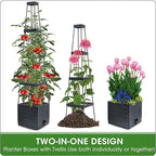 MQFORU Tomato Planter Boxes with Trellis Outdoor, 57" Self Watering Raised Garden Bed, Tall Square Planters for Indoor Plants, Large Tomato Cage for Patio, Use for Indoor Outdoor (4)
