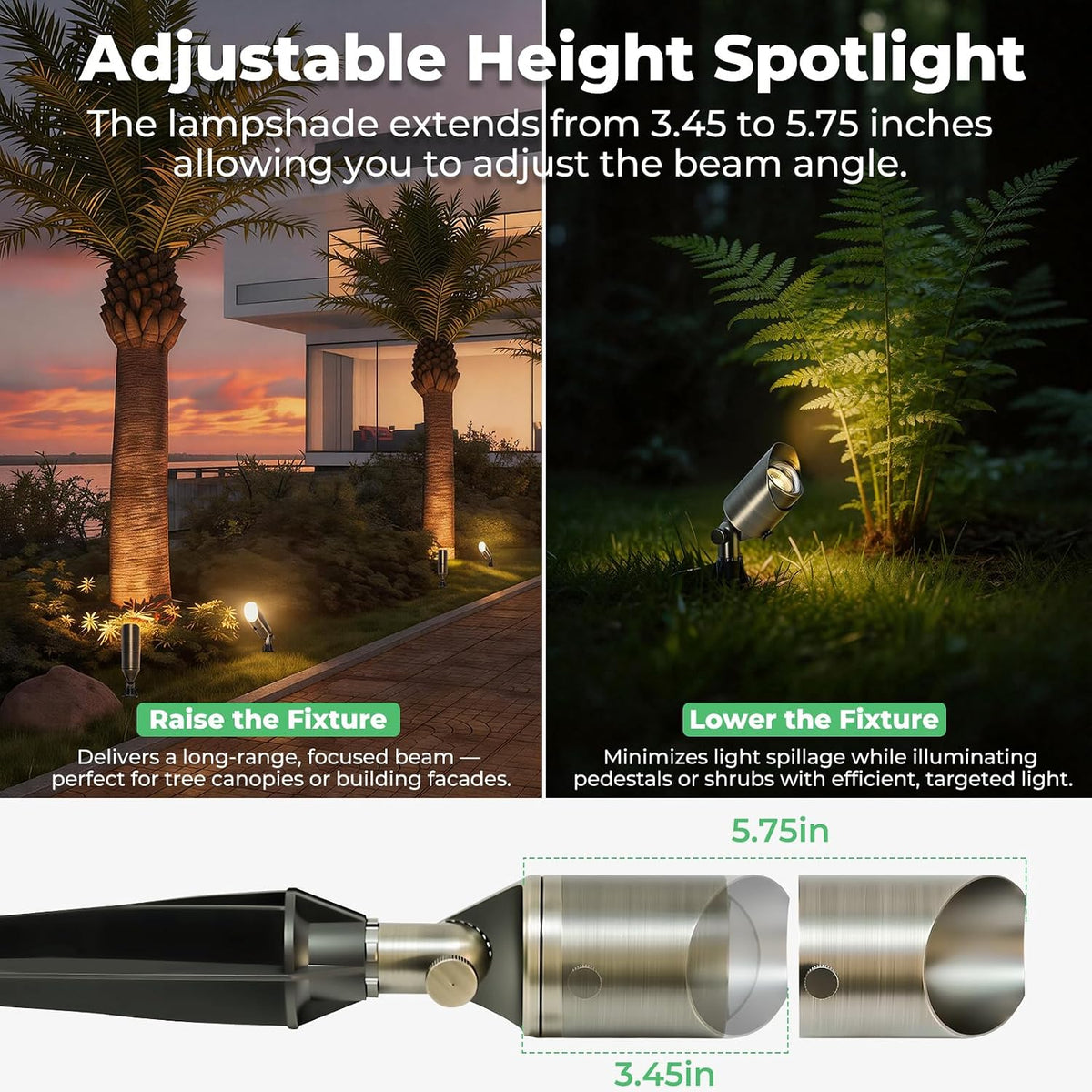 Solid Brass Low Voltage Landscape Spotlights, 12V Waterproof Outdoor Spot Lights, Wired Heavy Duty Bronze Accent Uplights for Yard Garden House Tree Lawn, Without Bulb (6 Pack)