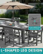 SERWALL Outdoor Dining Table Set, 67‘’ HDPE Patio Dining Set for 4, All-Weather Outdoor Table and Chairs Set for Deck, Grey