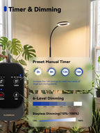 Grow Lights for Indoor Plants,Full Spectrum Plant Light with Stand | 20W Floor Grow Light with Adjustable Height, 3/9/12 Timer, Dimming & 3 Growth Modes for Houseplants, Herbs and Indoor Gardens