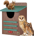 Kingsyard Large Recycled Plastic Wooden Owl House, Waterproof Screech Owl Bird Boxes for Outside, Owl Nesting Box Kit with Screws Ideal for Wildlife, Elf, Pygmy, Garden, Air Ventilation. Green
