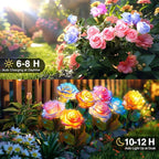 8 Pack Solar Flowers Lights Outdoor Waterproof for Garden Decor, Solar Garden Lights for Outside, Outdoor Solar Lights for Yard with Solar Rose Lights, Yard Decorations
