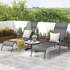 Giantex 2 Pack Patio Lounge Chair, Outdoor Chaise Lounge with 5 Adjustable Backrest, Sturdy Steel Frame, Sunbathing Recliner, Tanning Chair for Beach, Outside, Yard, Balcony, Pool Chairs (2,Dark Gray)