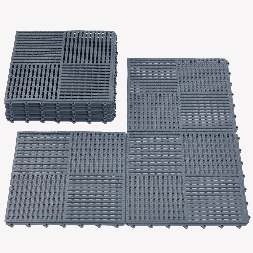 modular interlocking tiles double non-slip 12"x12" dark gray, main product view
