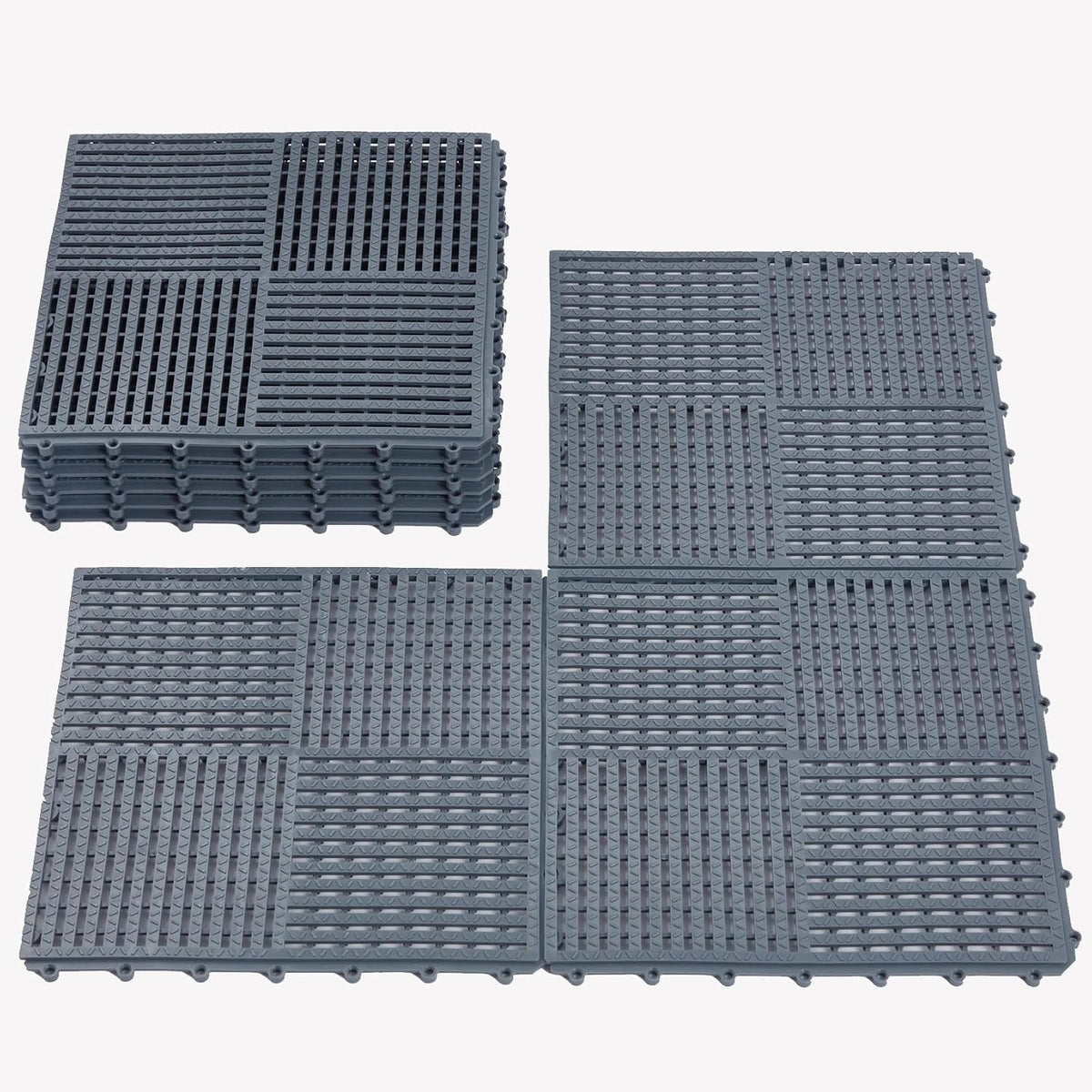 modular interlocking tiles double non-slip 12"x12" dark gray, main product view