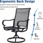 Patio Swivel Chairs Set of 2, Outdoor Swivel Chairs with Metal Mesh Seat, High Back Metal Mesh Patio Chairs with Steel Frame, All-Weather Outdoor Dining Chairs for Deck, Porch and Lawn