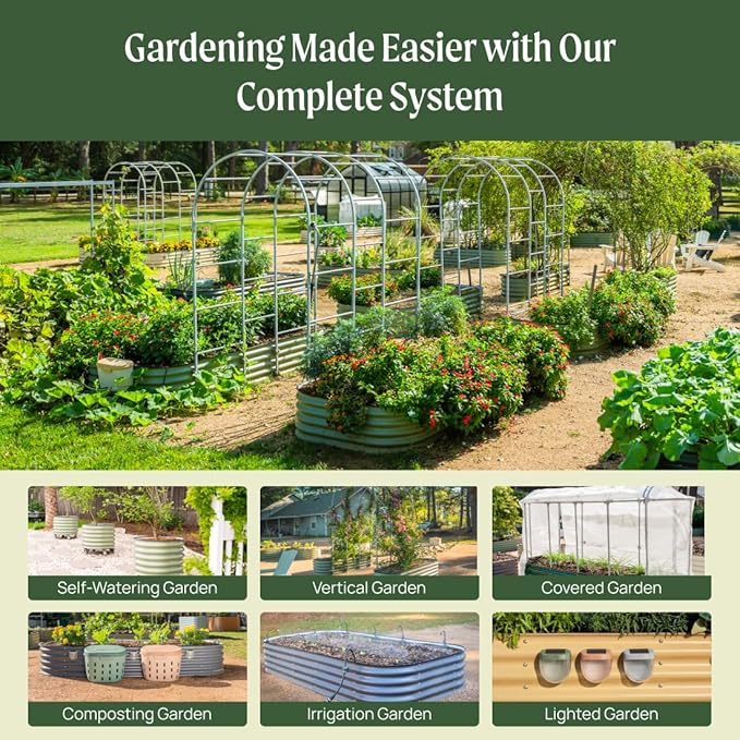 Vego garden Raised Garden Bed Kits, 17" Tall 9 in 1 8ft X 2ft Metal Raised Planter Bed for Vegetables Flowers Ground Planter Box-Olive Green