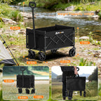 blomoba folding wagon cart with wheels, 220lbs utility, close-up detail