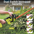 22 inch Hedge Trimmer Cordless with 2 Battery and Charger, 20V Handheld Electric Hedge Cutter with Dual-Action Blades, Lightweight Bush Trimmer Pruning Shears Brush Cutter Shrub for Garden Yard Tools