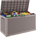 Outdoor Storage Box, Resin Deck Boxes Indoor and outdoor, Waterproof Storage Box Lockable Lid (Grey, 110 Gallon)