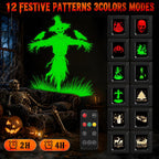 12 in 1 Halloween Halloween Projector Outdoor - 3D Dynamic Halloween Decorations,Clearer Skull/Spider/Pumpkin/Witch Cauldron HD Patterns,Holiday Lights for Window Garage Door Cover