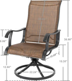 NUU GARDEN Patio Dining Chairs Set of 4, Outdoor Swivel Rocker Chairs with All-Weather Textilene Sling, High Back Metal Frame Swivel Patio Chairs for Backyard, Lawn, Deck, Brown