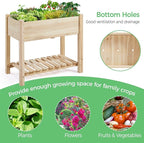 Yaheetech 34x18x30in Horticulture Raised Garden Bed 2pcs Planter Box with Legs & Storage Shelf Wooden Elevated Vegetable Growing Bed for Flower/Herb/Patio/Balcony, Natural Wood