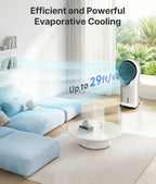 35" 3-in-1 evaporative air cooler, portable swamp cooler shown in use