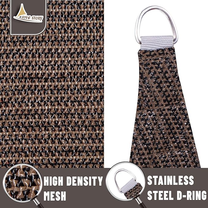 LOVE STORY Custom Size 12'x15'x19.2' Brown Sun Shade Sail Right Triangle Sunshade Fabric Awning Canopy for Patio Backyard Carport Pergola (Customized)