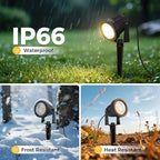 L LOHAS LED Outdoor Landscape Lighting, Auto On/Off 3000K Low Voltage Landscape Lighting, IP66 Waterproof Spot Lights for Yard, Outside, Garden, House, Pathway, Plant, Holiday Decor (10 Pack)