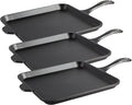 Lodge Seasoned Cast Iron Square Griddle - 11 Inches - Durable Pan - Cast Iron Cookware for Pancakes, Eggs, Bacon & Grilling Favorites (Pack of 3)