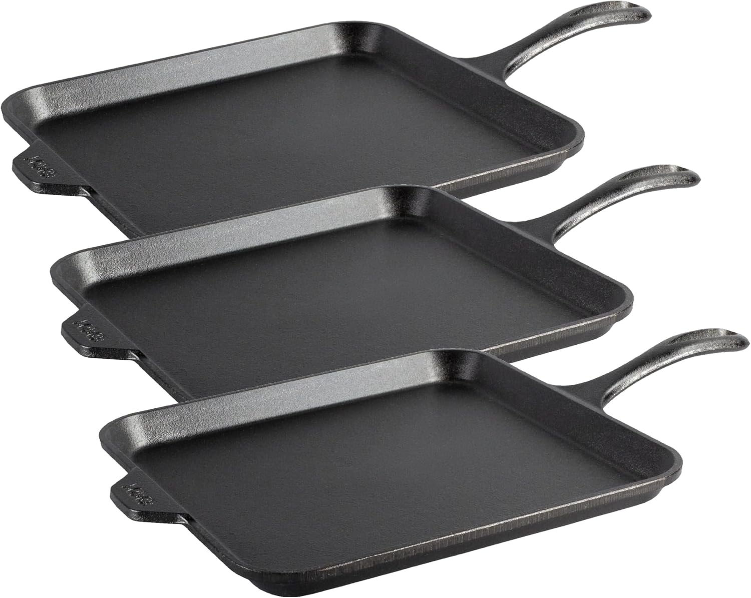 Lodge Seasoned Cast Iron Square Griddle - 11 Inches - Durable Pan - Cast Iron Cookware for Pancakes, Eggs, Bacon & Grilling Favorites (Pack of 3)