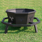 boinn 35 inch octagonal outdoor fire pit, fire shown in use