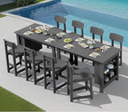 SERWALL Outdoor Bar Table, All Weather HDPE 36" Counter Height Dining Table with Storage and Wine Rack for Patio, Garden, Backyard, Balcony, Poolside, Gray