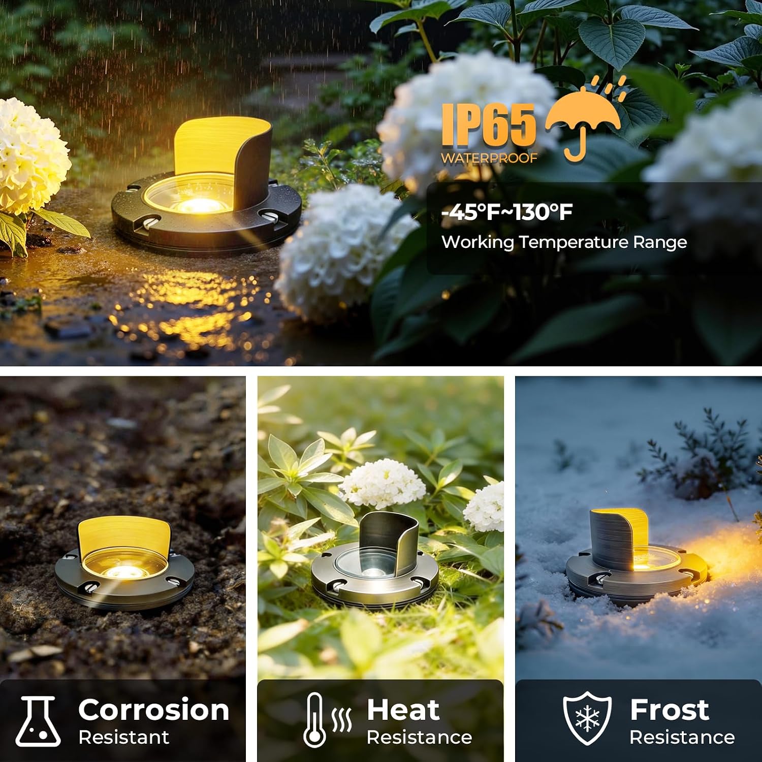Brass Well Lights Outdoor 12-Pack, 12V Shielded LED Low Voltage In-Ground Landscape Lighting for Yard, Waterproof Bronze Up Light Fixture for Tree, Fence, Wall (Bulbs Not Included)