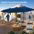 SUPERJARE 15FT Outdoor Umbrella for Patio, Double sided Pool Umbrellas with Fade Resistant Canopy, Large Table Umbrella for Deck, Market, Backyard - Navy Blue