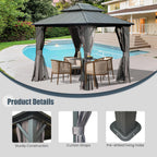 domi 8x10 outdoor hardtop gazebo, metal gazebo for showing dimensions