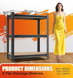 AOAORRG Set of 3 Garage Shelving Heavy Duty Storage Shelves, Metal Adjustable Shelving Unit, Utility Garage Organizer Shelf for Basement, Pantry, Kitchen, Warehouse, 15.7" Dx33.5 Wx35.4 H, Black