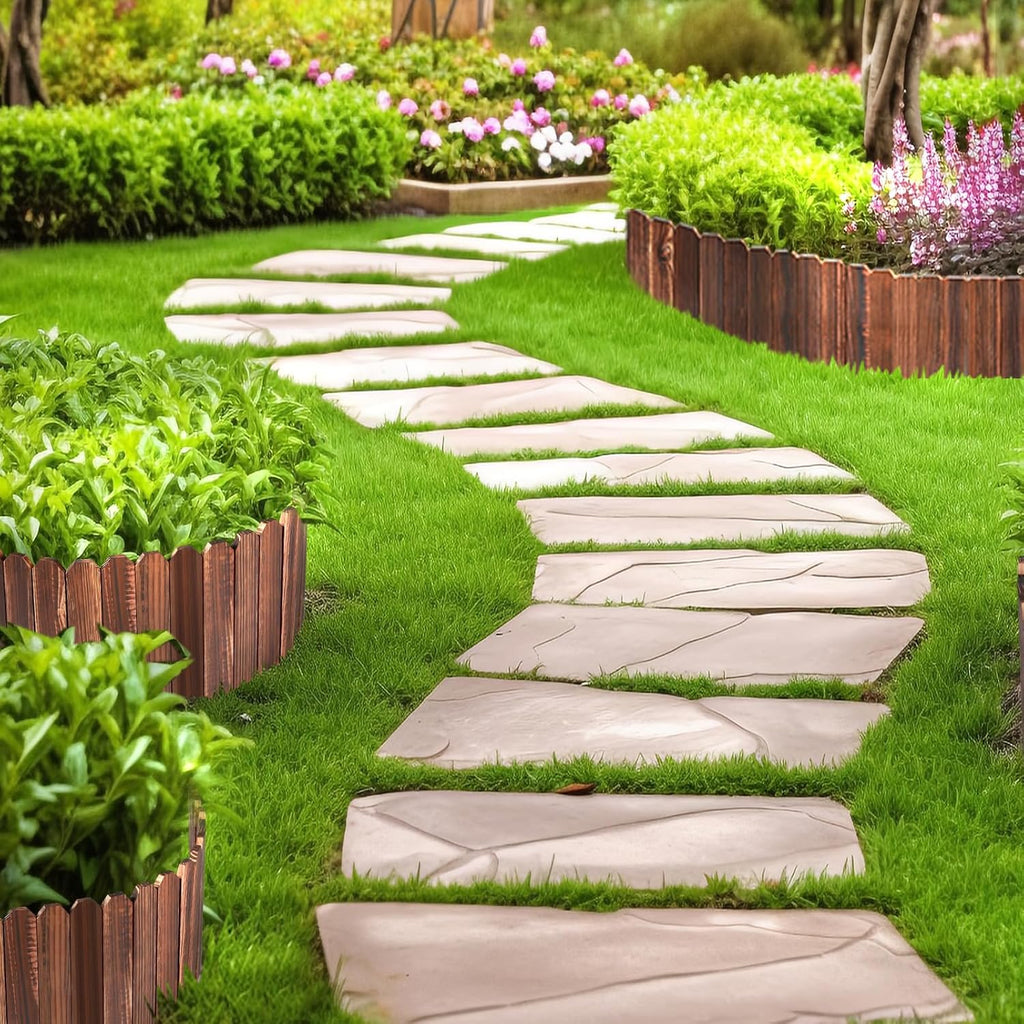 linshry wood garden edging fence, flower bed edging on a desk or shelf