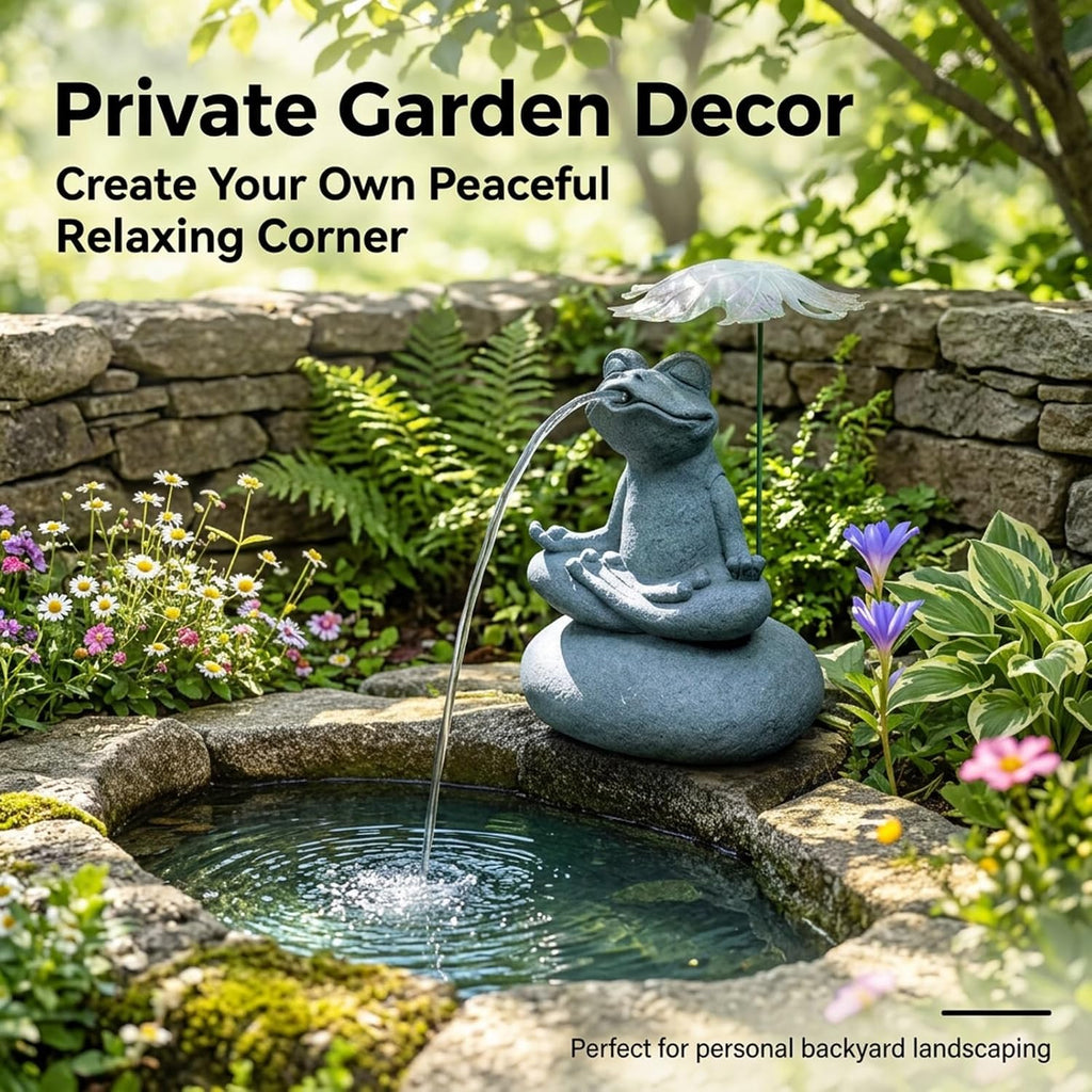 Artificial Stone Frog Water Spitter Animal Pond Fountains Includes Water Pump Outdoor Water Feature Statue Ponds Water Garden Decor(Jumping Frog)