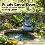 Artificial Stone Frog Water Spitter Animal Pond Fountains Includes Water Pump Outdoor Water Feature Statue Ponds Water Garden Decor(Jumping Frog)