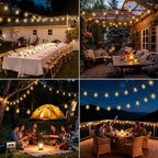 Solar String Lights Outdoor Waterproof Lights with Remote & Timer, LED Shatterproof ST38 Bulbs, USB & Solar Powered Patio Lights for Backyard, Porch, Garden, Wedding, Christmas Decor (50FT)