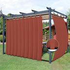 Easy-Going Outdoor Patio Curtains Detachable Tab Top Windproof Weatherproof Curtain for Cabana, Porch, Pergola and Gazebo, Tab Bottom Drape, 2 Panels, 110W x 84L inch, Terra Red