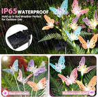 Solar Garden Lights 4 Pack Waterproof Decorative Solar Lights Outdoor with Glowing Stems,7-Color Changing ‎Fiber Optic Butterfly Light for Outside Yard Lawn Garden Decor, Gifts for Women