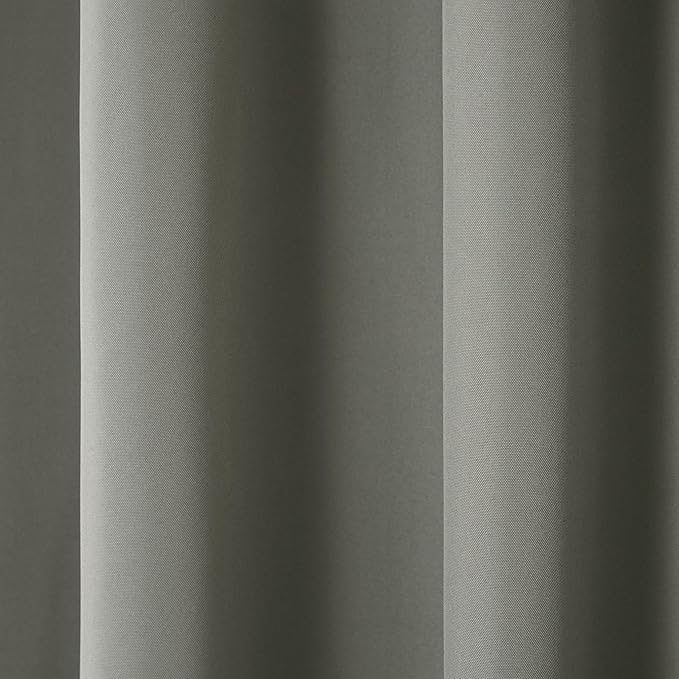 TOWN & COUNTRY BASICS Cabana Solid Heavyweight Indoor Outdoor Curtains, Light Filtering Opacity with Grommet Top, Water Repellent, 2-Pack Set, 54"x96", Medium Grey