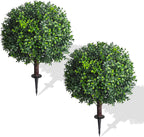 25" artificial boxwood topiary ball tree with ground, main product view
