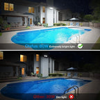 Olafus 80W Flood Lights Outdoor 2 Pack, Switch Controlled LED Security Lights 8000LM, 6500K Outside Floodlight, IP65 Waterproof Exterior Light Fixture for House, Yard, Garage, Wall/Eave Mount Black