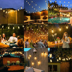 Brightever Outdoor String Lights 150FT, Patio Lights with 75+2 Dimmable ST38 Shatterproof LED Bulbs, Vintage Edison String Lights for Outside, Waterproof Bistro Lights for Halloween Backyard 2700K