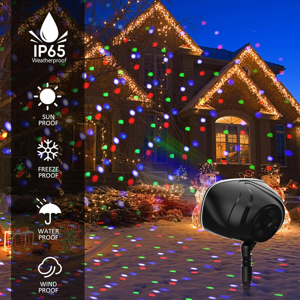Christmas Snowfall Projector Lights Outdoor,15 Colors Holiday Rotating Falling Snow Projector with Remote Control,Waterproof Landscape Lights for Home Yard Garden Halloween Christmas Decor
